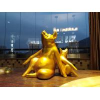 China Gold Paint Metal Animal Sculptures , Outdoor Painted Metal Pig Sculpture on sale