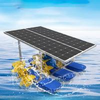 China 10W 50m2 Stainless Steel Farm Pond Fountain Paddle Wheel Solar Aerator For Fish Pond on sale