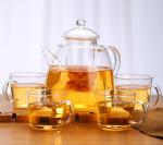 Borosilicate Glass Tea Coffee Maker Set 1000ml Teapot 4x200ml Cups