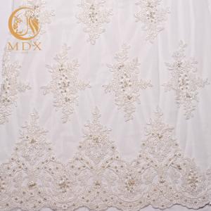 MDX Bridal White French Lace Fabric Beaded Embroidered 140cm Width