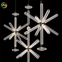 China Postmodern Crystal Carved Glass Snowflake Rice Chandelier Villa Duplex Staircase Light on sale