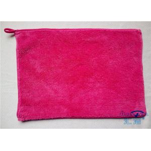 High Density Fluffy Fleece Microfiber Kitchen Towels Red , Water Absorbing Towel