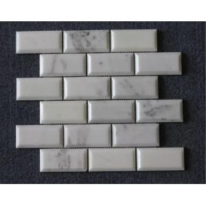 Rectangular Brick White Marble Mosaic Floor Tile , Modern Stone Mosaic Bathroom Tiles