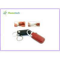 China Key Chain Leather USB Flash Disk , 4GB / 8GB Custom Thumb Drives on sale