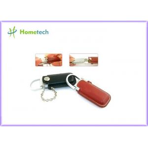 Key Chain Leather USB Flash Disk , 4GB / 8GB Custom Thumb Drives