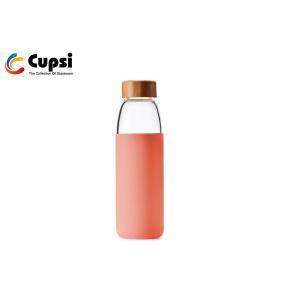 China Office Portable Glass Water Bottle With With Silicone Case Engraved Logo supplier