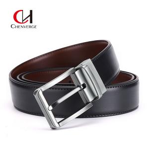 Men'S Business Reversible Buckle Belt Pants Black Bright Face