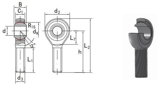 ROD ENDS SA..TK SERIES, Maintenance-free, zinc plated housing, brass outer ring,