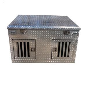 China Diamond Plate Aluminum Double Dog Box With Storage Compartment supplier