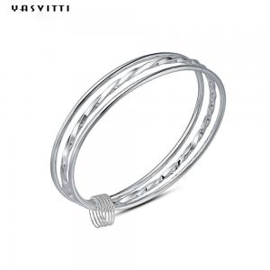 Circle 5.8cm 23g Silver Crystal Bracelet Rhodium Boho Crystal Bangle Bracelet SGS