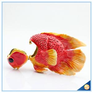 Enamel Metal Fish Shape Jewelry Box Hand Painted Trinket Box SCJ783