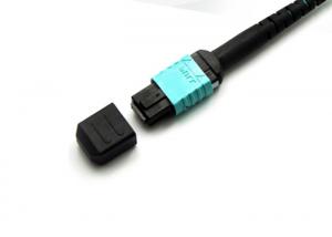 China 12F MPO Female Patch Cord 6 DLC 10G OM3 Aqua Color Around Cable wholesale