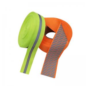 China 2 Fluorescent Reflective Tape Strips For Stairs Clothing Green Silver Sewing On Luggage supplier