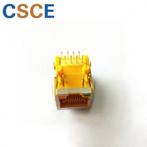 China 100 Base -T Yellow Magnetic RJ45 Connector Transformer 8P8C With EMI / Leds wholesale