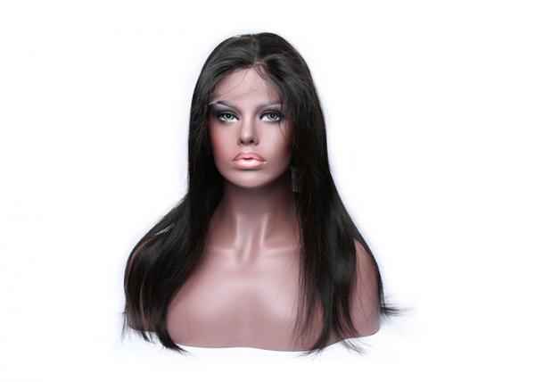 100% Brazilian Human Hair Full Lace Wigs , Natural Looking Human Hair Wigs Black