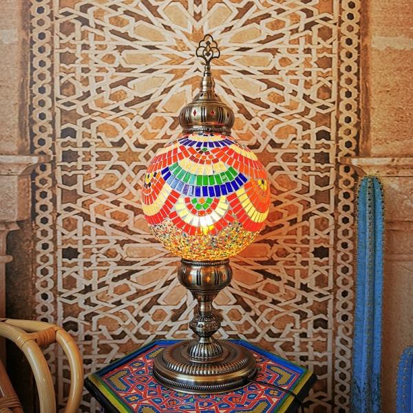 Mosaic Table Lamp Mediterranean Turkish Style Bedroom Study bulb table lamp(WH