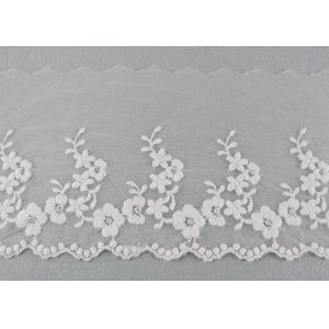 Ivory Cotton Lace Trim With Floral Lace Design Nylon Net For Bridal Dress Ribbon