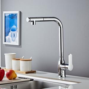 China Villa Apartment Single Hole Kitchen Faucet With Pull Down Sprayer Chrome Finish supplier