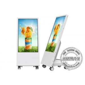 Full HD 1080p Kiosk Digital Signage Semi-Outdoor Mobile Kiosk 32'' With Battery / Wheels