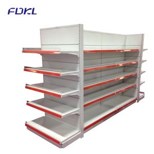 China Étagères modulaires en métal de supermarché avec le panneau rond de plaquette perforée de trou/panneau simple supplier