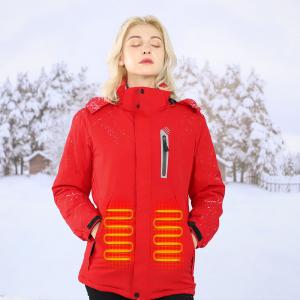 China Red Fishing Heated Winter Clothes Women Electric Rechargeable Heating Jacket For Winter supplier