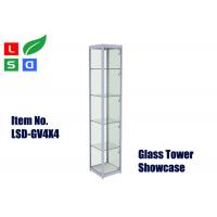 China 400x400x1800mm Glass Tower Display Case MR16 LED Spot Lighting Glass Showcase Tower on sale