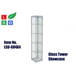 400x400x1800mm Glass Tower Display Case MR16 LED Spot Lighting Glass Showcase Tower