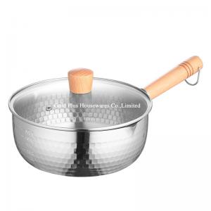 kitchenware cooking milk pot with wooden handle saucepan soup pot 22cm Japanese pan stainless snow coated milk pan