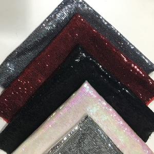 China 100% Polyester Multi Color Sequin Fabric , Sequin Pattern Fabric 220gsm Plaid Style supplier