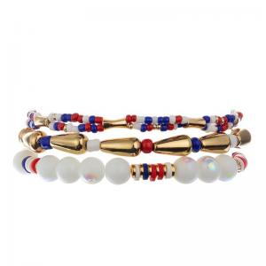 Independence Day Handmade Seed Beads Bracelet Set Elastic Colorful