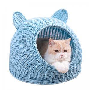 China Cane Woven Cat Dog Nest Thickened Washable Closed Rattan Cat House For Summer supplier