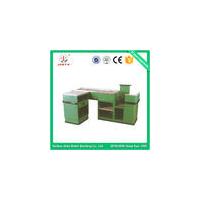 China Green Supermarket Checkout Counters ODM Cash Register With Conveyor Belt on sale