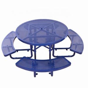 China Mild Steel Metal Outdoor Table Benches With Flanged Surface Mounted Type OEM supplier