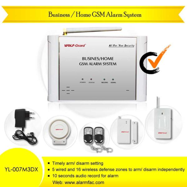 Negocio/sistema de alarma casero del G/M (YL-007M3DX) con el intercomunicador bidireccional y el sensor inalámbrico de PIR
