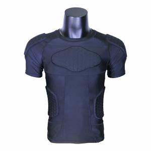 Plain Black Youth Padded Compression Shirts / Football Compression Shirt Lycra