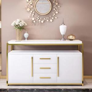 Modern Marble Sideboard Cabinet Stainless Steel Paint Customization