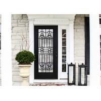 China Elegant Inlaid Wrought Iron Glass / Decorative Door Glass For Building Hand Forged Textures on sale