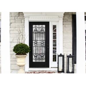 Elegant Inlaid Wrought Iron Glass / Decorative Door Glass For Building Hand Forged Textures