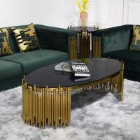 China 0.45m High Stainless Steel Black Oval Marble Coffee Table on sale