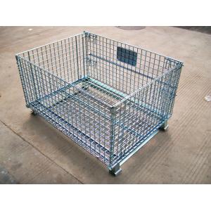 China Heavy Duty Galvanized Foldable Wire Mesh Pallet Cage With Cold Drawn Steel supplier