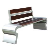 China Backrest Wooden Metal Garden Bench WPC Stainless Steel Outdoor Bench Seat on sale