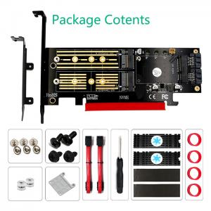 3 In 1 Msata And M.2 NGFF NVME SATA SSD To PCI-E 4X And SATA3 Adapter With Heatsink