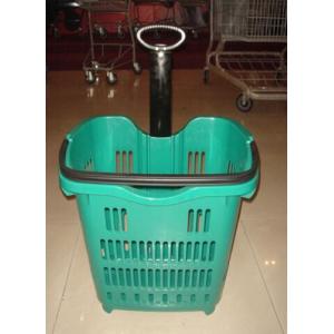 Movable Supermarket Shopping Trolley On Wheels Aluminum Alloy Pull Rod