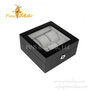 China Black Watch Display Box, for 6 Timepieces, Glass Cover. Silver Lock and Key supplier
