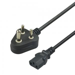 China Pvc Jacketed  Electrical Power Cord Laptop India Plug Black 6feet supplier