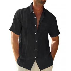 Wholesale Clothing Manufacturers Men'S Short Sleeve Casual Shirt With Pocket black Color