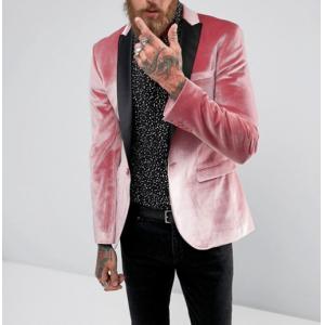 China Factory custom high quality mens Super skinny fit peaked lapels velvet blazer jacket supplier