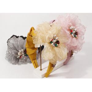 Retro bride court style color diamond hair hoop headbands personality exaggerated cloth flower hair accessories