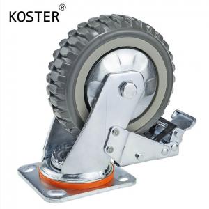 China 4inch 5inch 6inch 8inch 350kg Heavy Duty Grey Rubber Free Castor Wheel Thickness 50mm supplier