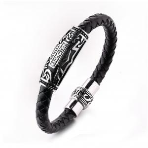Man's Stainless Steel Clasp Braided Leather Bracelet Wholesale For Party